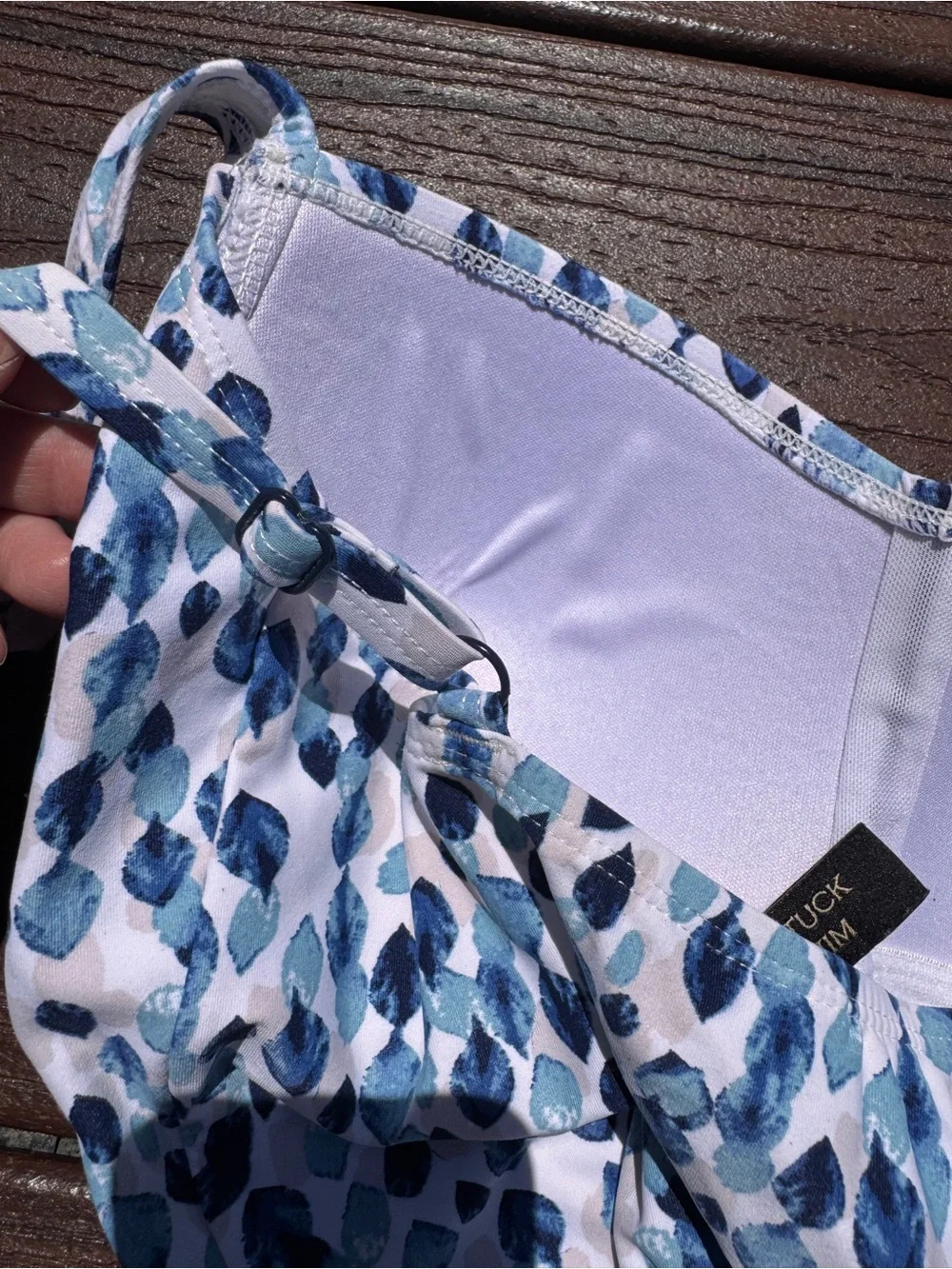 Blue White Nip Tuck Leaf-Print Two-Piece Swim Set
